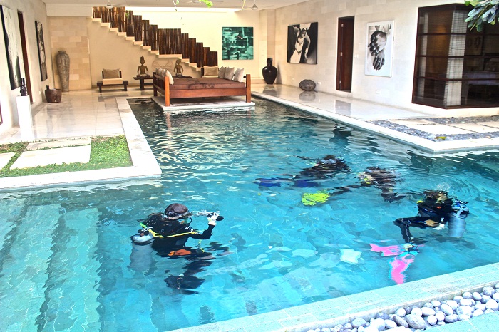 Nyaman Group Indonesia-Exclusive member privilege-complimentary Dive Training Pool experience in your own villa